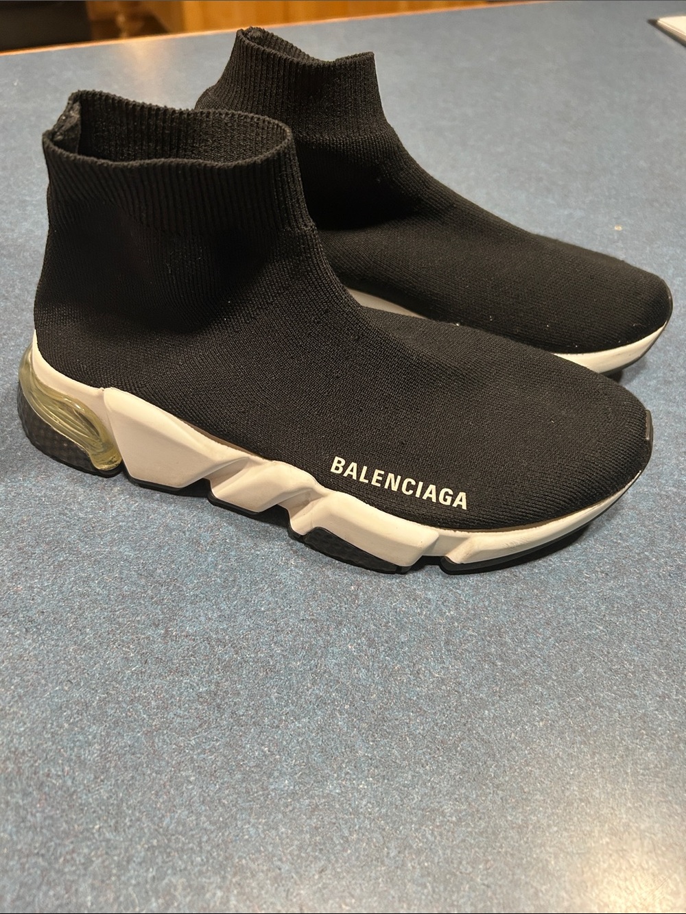 Balenciaga Black Knit Sock Sneakers with White Sole